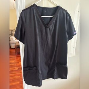 Cherokee Black Sleeve Scrub Top with side panels